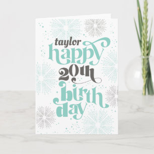 Happy 20th Birthday Customisable Greeting Card