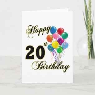 Happy 20th Birthday Gifts and Birthday Apparel Card