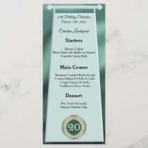 Happy 20th Birthday Green Glitter Foil Menu