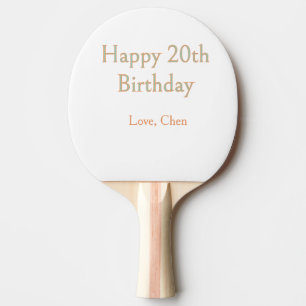 happy 20th birthday green orange pastel name date  ping pong paddle