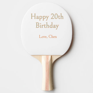 happy 20th birthday green orange pastel name date  ping pong paddle
