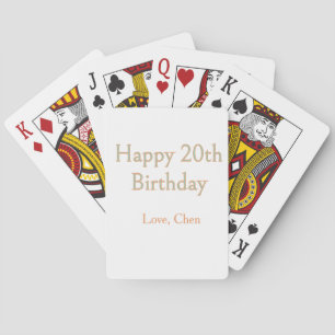 happy 20th birthday green orange pastel name date playing cards