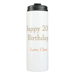 happy 20th birthday green orange pastel name date thermal tumbler