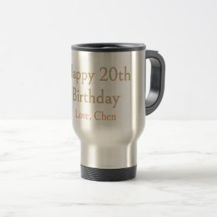 happy 20th birthday green orange pastel name date  travel mug