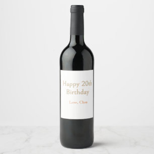 happy 20th birthday green orange pastel name date wine label