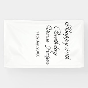 Happy 20th birthday name date simple minimal  banner