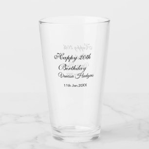 Happy 20th birthday name date simple minimal  glass
