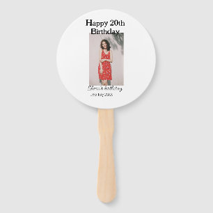 Happy 20th birthday photo modern simple minimal  hand fan