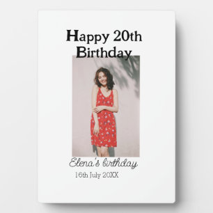 Happy 20th birthday photo modern simple minimal plaque