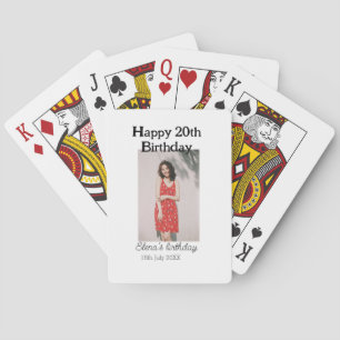 Happy 20th birthday photo modern simple minimal playing cards