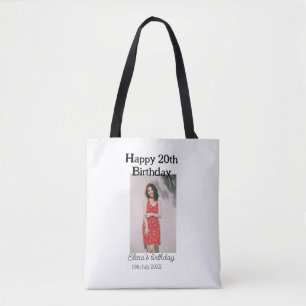 Happy 20th birthday photo modern simple minimal  tote bag