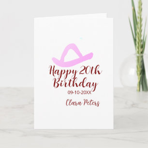 Happy 20th birthday pink cowboy girl name date sim card