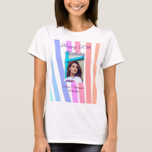 Happy 20th Birthday rainbow rustic boho lines phot T-Shirt