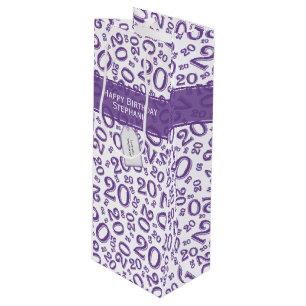 Happy 20th Birthday Random Number Pattern Purple S Wine Gift Bag