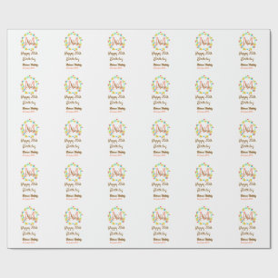 Happy 20th Birthday red add name monogram wreath Wrapping Paper
