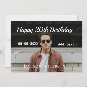 Happy 20th birthday simple photo add name date mod invitation