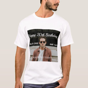 Happy 20th birthday simple photo add name date mod T-Shirt