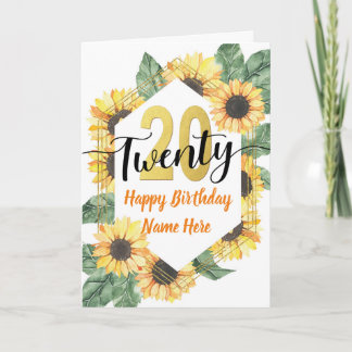 Happy 20th Birthday Sunflower Greeting Card