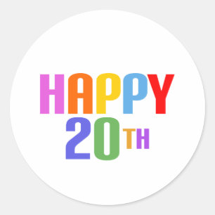 Happy 20th classic round sticker