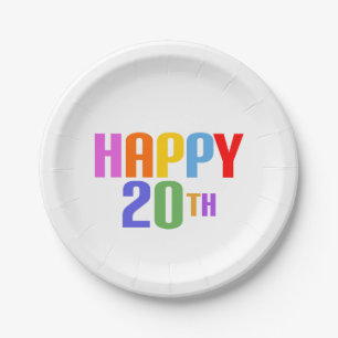 Happy 20th paper plate