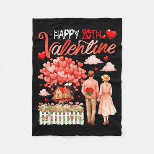 Happy 20th Valentine Floral Couple Family Proud An Fleece Blanket