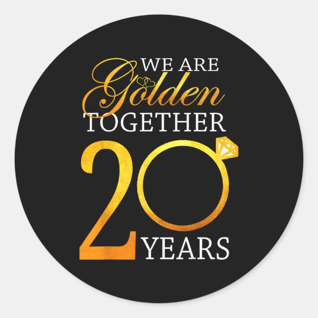 Happy 20th Wedding Anniversary Couples Classic Round Sticker (Front)