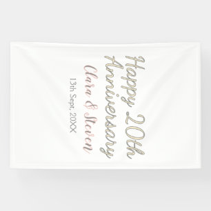 HAPPY 20TH WEDDING ANNIVERSARY NAME PINK GRAY PAST BANNER