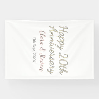 HAPPY 20TH WEDDING ANNIVERSARY NAME PINK GRAY PAST BANNER