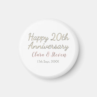 HAPPY 20TH WEDDING ANNIVERSARY NAME PINK GRAY PAST MAGNET
