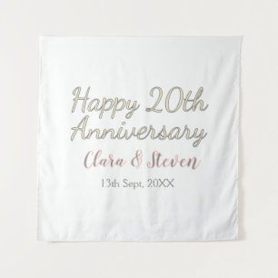 HAPPY 20TH WEDDING ANNIVERSARY NAME PINK GRAY PAST TAPESTRY