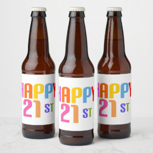 Happy 21st beer bottle label
