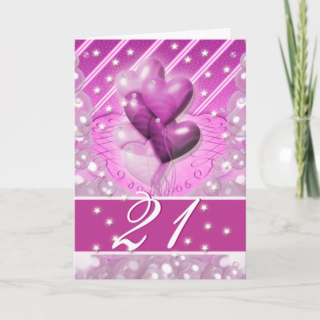 Happy 21st birthday balloons bright card (Front)