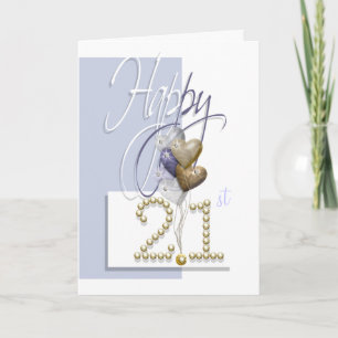 Happy 21st birthday balloons elegant card