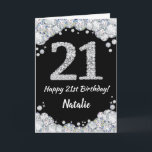 Happy 21st Birthday Black and Silver Glitter Card<br><div class="desc">Happy 21st Birthday Black and Silver Glitter Card with personalised name. For further customisation,  please click the "Customise it" button and use our design tool to modify this template.</div>