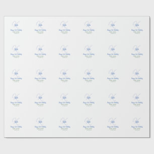 Happy 21st birthday blue add name monogram modern wrapping paper