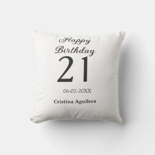 Happy 21st birthday bold letter simple name minima cushion