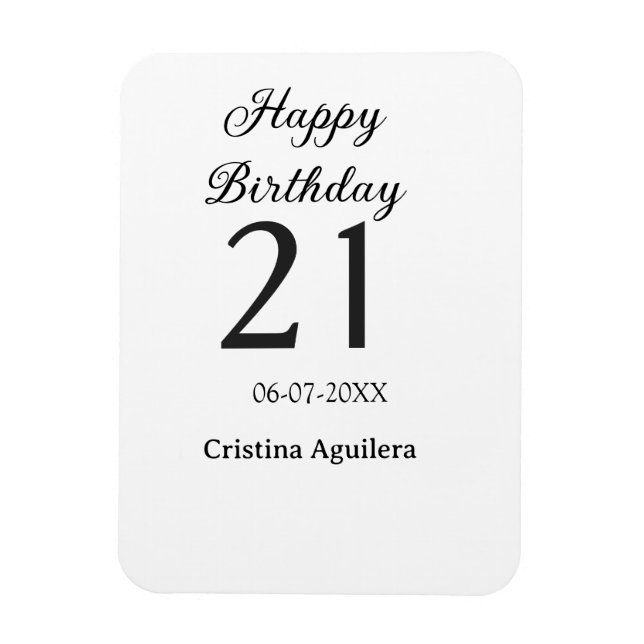 Happy 21st birthday bold letter simple name minima magnet (Vertical)
