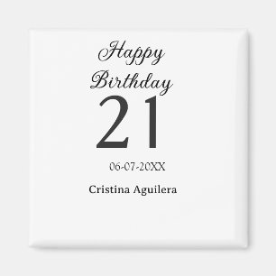 Happy 21st birthday bold letter simple name minima magnet
