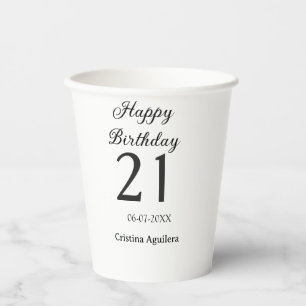 Happy 21st birthday bold letter simple name minima paper cups