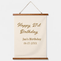 Happy 21st birthday brown pastel yellow name date