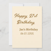 Happy 21st birthday brown pastel yellow name date