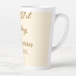Happy 21st birthday brown pastel yellow name date latte mug