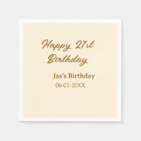 Happy 21st birthday brown pastel yellow name date