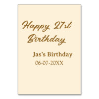 Happy 21st birthday brown pastel yellow name date