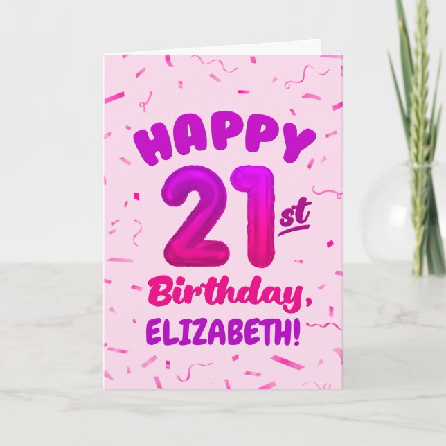 Happy 21st Birthday Card with Custom Name (Front)