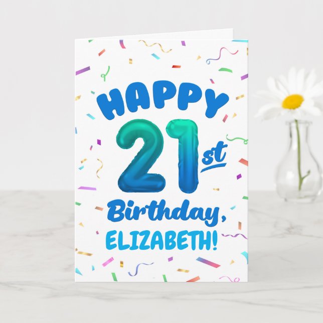 Happy 21st Birthday Card with Custom Name (Small Plant)