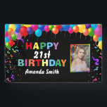 Happy 21st Birthday Colorful Balloons Confetti Banner<br><div class="desc">Happy 21st Birthday Colorful Balloons Confetti Photo Banner. For further customization,  please click the "Customize it" button and use our design tool to modify this template.</div>
