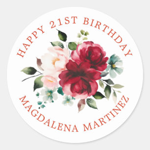 Happy 21st Birthday Floral Custom Envelope Seal