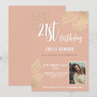 Happy 21st Birthday Gold Foliage Photo Party
