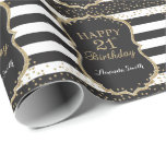 Happy 21st Birthday Gold Glitter Wrapping Paper<br><div class="desc">Happy 21st Birthday Gold Glitter Wrapping Paper with personalized name. For further customization,  please click the "Customize it" button and use our design tool to modify this template.</div>